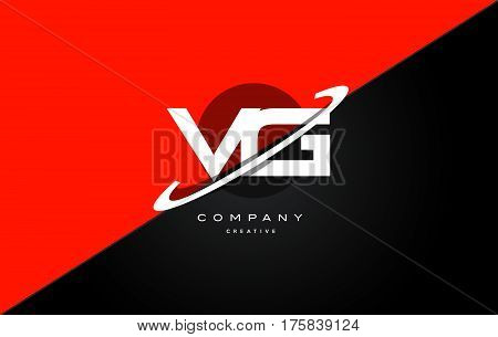 Vg V G  Red Black Technology Alphabet Company Letter Logo Icon