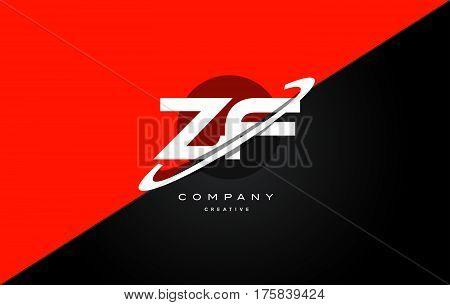 Zf Z F  Red Black Technology Alphabet Company Letter Logo Icon