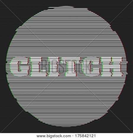 Vector glitch background. Distorted circle on a dark background. Abstract background for your designs.