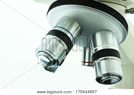 Objective Lens of Microscope Isolated on the White Background