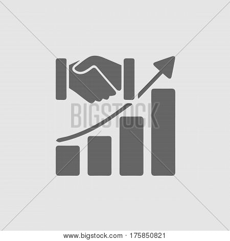 Business growth concept. Partnership vector. Increase graph handshake. Vector illustration EPS 10.
