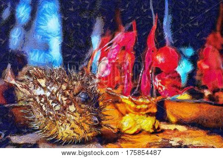 abstract oil painting still life on marine subject