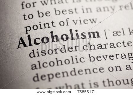 Fake Dictionary Dictionary definition of the word Alcoholism.