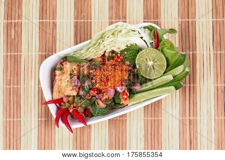 Sliced Grilled Beef Salad , Laab Num Tok In Thai.