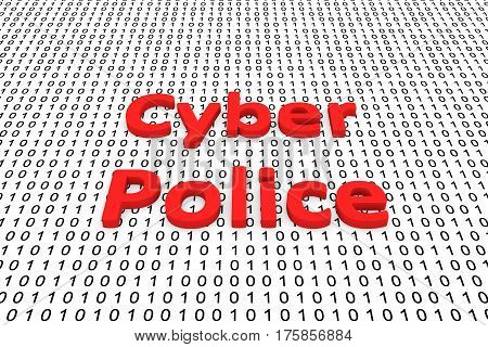 cyber police in the form of binary code, 3D illustration