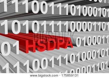 hsdpa in the form of binary code, 3D illustration