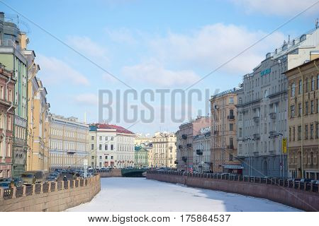 ST. PETERSBURG, RUSSIA - MARCH 05, 2017: March day on the Moika river