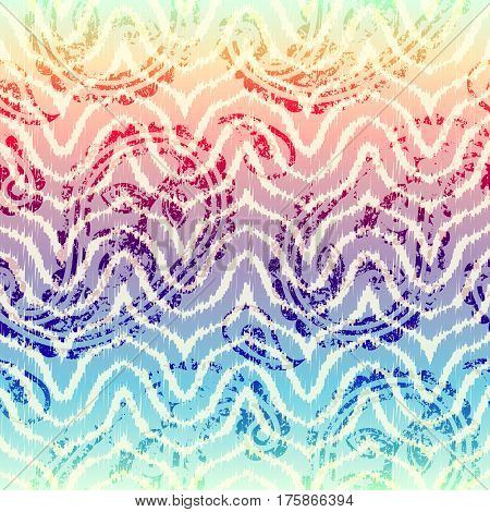 Seamless chevron pattern in tie-dye fabric style.