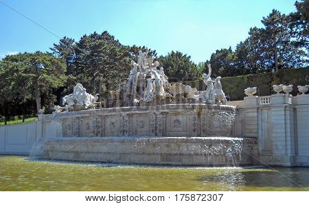 Vienna, 9Th May 2012. Visiting The Neptune Fountain, Gloriette. The Schonbrunn Palace.