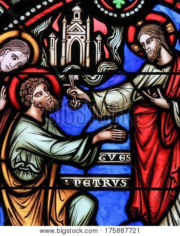 Stained Glass - Jesus And Saint Peter