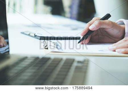 Young Startup Businessman Hands Typing On Laptop Keyboard.
