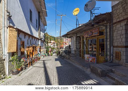 METSOVO, EPIRUS, GREECE - OCTOBER 19 2013: Panoramic view of village of Metsovo near city of Ioannina, Epirus Region, Greece