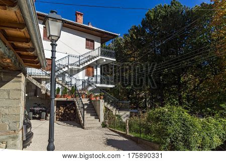 METSOVO, EPIRUS, GREECE - OCTOBER 19 2013: Panoramic view of village of Metsovo near city of Ioannina, Epirus Region, Greece
