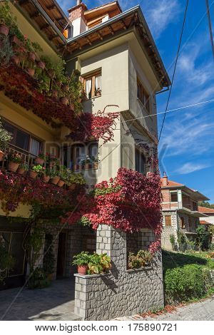 METSOVO, EPIRUS, GREECE - OCTOBER 19 2013: Panoramic view of village of Metsovo near city of Ioannina, Epirus Region, Greece