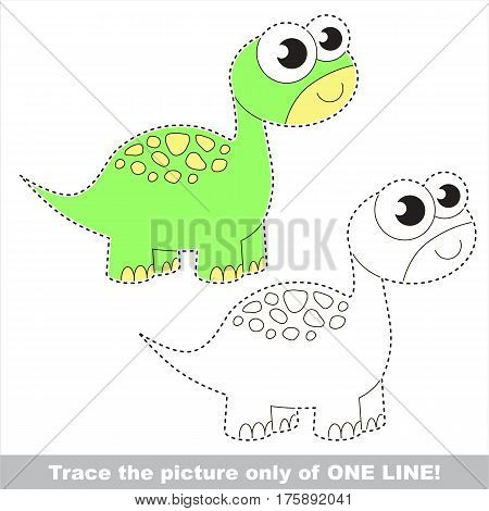 Brontosaurus to be traced only of one line, the tracing educational game to preschool kids with easy game level, the colorful and colorless version.
