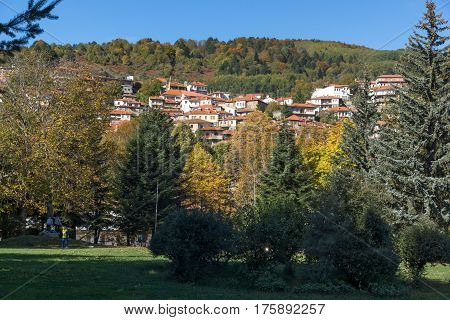 METSOVO, EPIRUS, GREECE - OCTOBER 19 2013: Panoramic view of village of Metsovo near city of Ioannina, Epirus Region, Greece