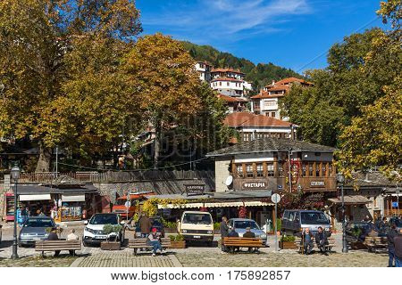 METSOVO, EPIRUS, GREECE - OCTOBER 19 2013: Panoramic view of village of Metsovo near city of Ioannina, Epirus Region, Greece
