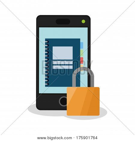 cellphone safety or privacy related icons image vector illustration design