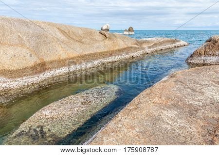 Hinta Hinyai (grandfather and grandmother rocks) natural creation rocks the famous landmark in Koh Samui southern of Thailand.