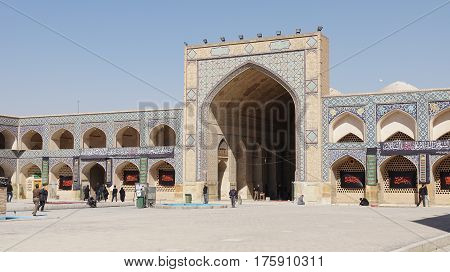 ISFAHAN, IRAN - OCTOBER 13, 2016: Jame Mosque during Moharram on October 13, 2016 in Isfahan, Iran