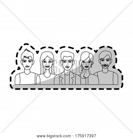 group of atractive men and women icon image vector illustration design