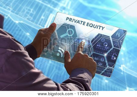 Business, Technology, Internet And Network Concept . Young Business Man Working On The Tablet Of The
