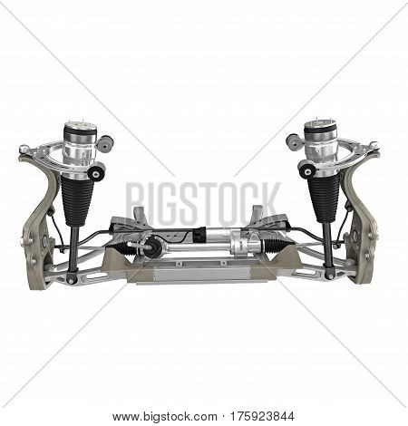 Electric Car Front Axle isolated on white background. Front view. 3D illustration