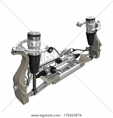 Electric Car Front Axle isolated on white background. 3D illustration