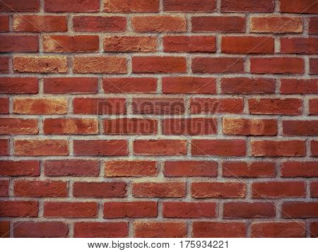 close up on old red bricks wall background