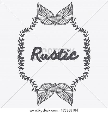 gray rustic emblem leaves icon, vector illustraction design