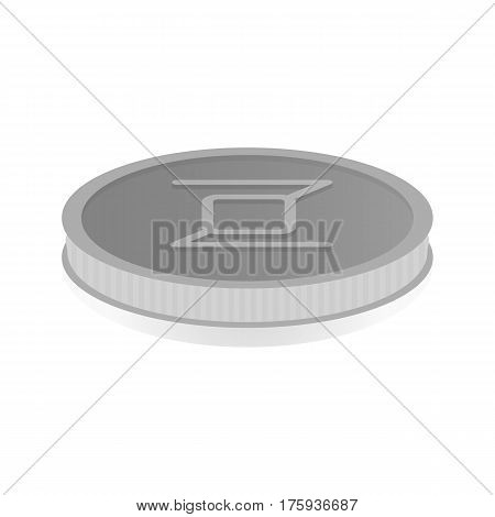 Vector illustration of a silver coin with the symbol cryptocurrency Zerocoin.