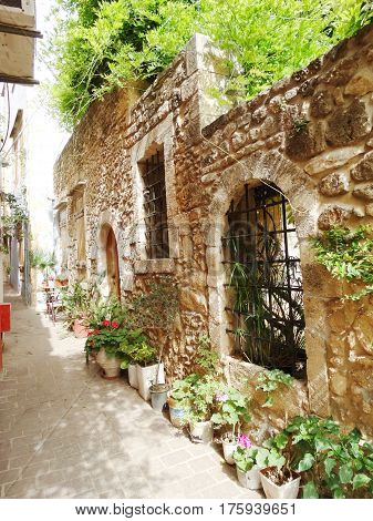 traditional street and houses architecture detail in Greece