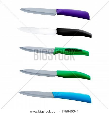 Knife with rubber grip on isolated white background