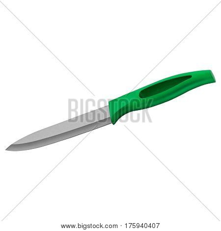Knife with rubber grip on isolated white background