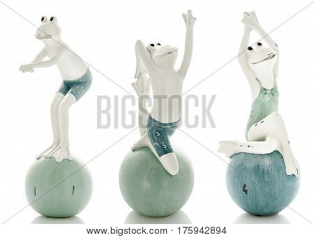 Decorative figurines, statuette of frog, accessories interior on a white background