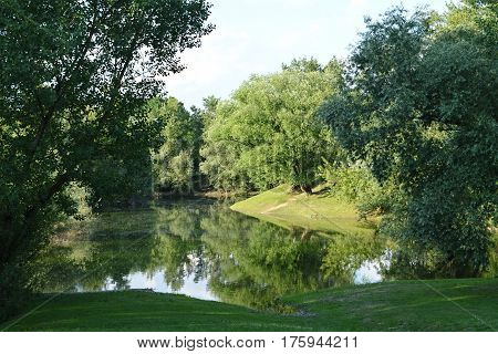 Bundek lake in the spring time, Zagreb, Croatia