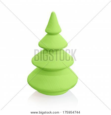 Tree wooden carved from wood isolated on white background. New year. Christmas. A clipping path.