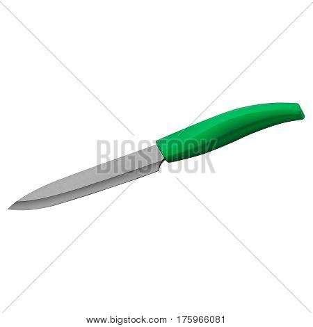 Knife with rubber grip on isolated white background