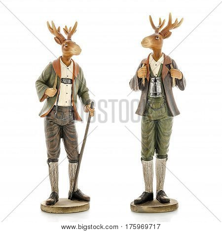 Decorative figurines, statuette a Deer, accessories for interior, isolated white background