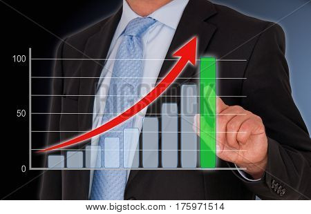 Businessman with Business or Sales Performance Chart
