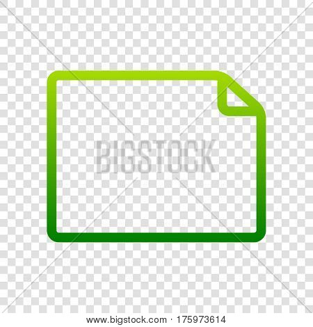 Horisontal Document Sign Illustration. Vector. Green Gradient Icon On Transparent Background.