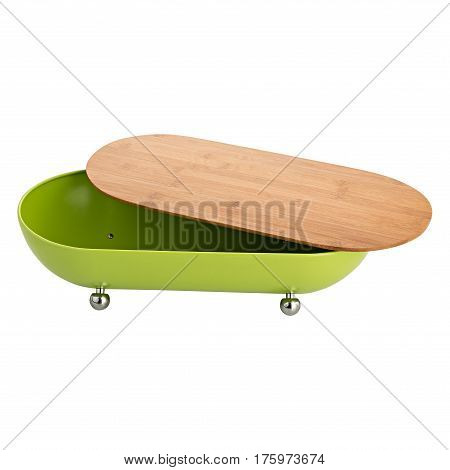 Wooden breadbasket isolated on a white background