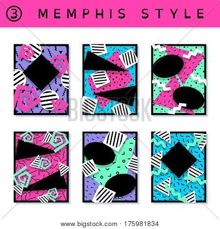 6 vibrantly colorful memphis style covers with geometric shapes. US Letter size. Easily croppable to A4 size. Graphics are grouped and in several layers for easy editing. The file can be scaled to any size.