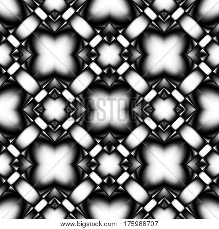 Complex fractal seamless pattern from rhombs with a crystal or chrome patterns with brilliance and refraction of light