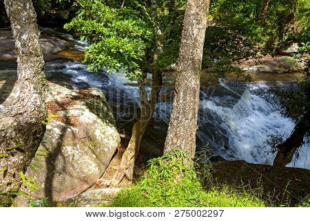 Waterfall Khing With Daylight In Deep Forest At Phu  Suan Sai Naiton Prk , Loei Province Thialand