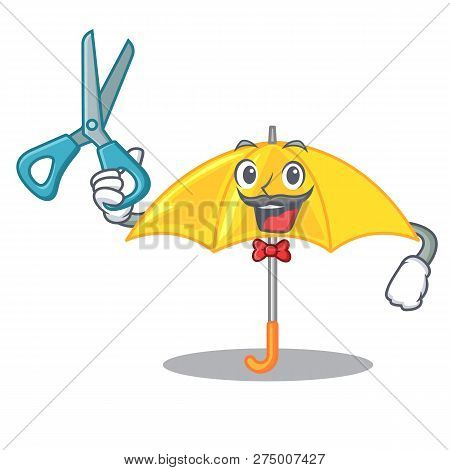 Barber Yellow Umbrella Isolated On A Mascot
