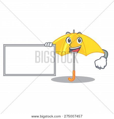 With Board Bag Yellow Umbrella Isolated On A Mascot
