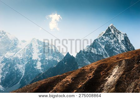 View Of Mount Cholatse In Himalaya Mountains, Nepal. Everest Base Camp Trek, Sagarmatha National Par