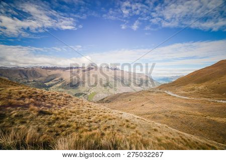 Landscape Of Lindis Pass In New Zealand