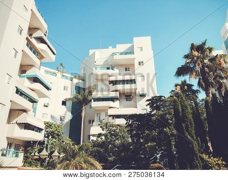 Residential Buildings And Surrounded With Green Plants In  Rishon Le Zion.